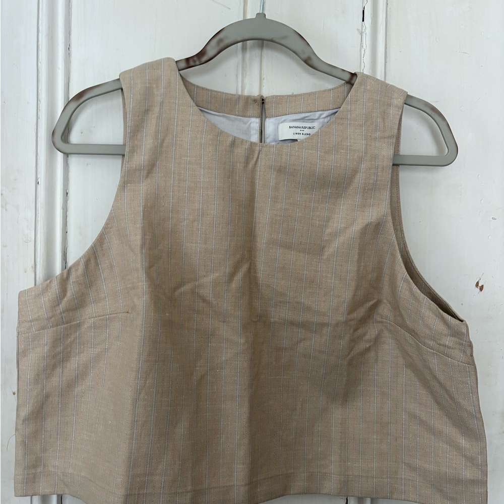 Banana Republic Beige Striped Tank Top
